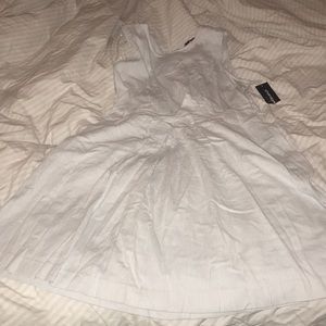 A vintage dress over the knee pale blue and white.